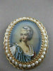 ANTIQUE LARGE QUEEN PEARL 14KT YELLOW GOLD LADY CAMEO FILIGREE PIN PENDANT #2694