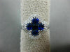 ESTATE 1.38CT DIAMOND & AAA SAPPHIRE 18KT WHITE GOLD 3D SQUARE FLOWER LOVE RING