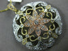 ESTATE LARGE 1.15CT DIAMOND 14KT TRI COLOR GOLD FILIGREE MILGRAIN FLOWER PENDANT