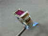 ESTATE 2.06CT DIAMOND & RUBY 18KT WHITE GOLD RECTANGULAR HANDCRAFTED MENS RING