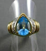 ESTATE WIDE 1.65CT DIAMOND & LONDON BLUE TOPAZ 14KT TWO TONE GOLD PEAR RING 1501