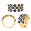 LARGE 4.75CT DIAMOND & AAA SAPPHIRE 14KT YELLOW GOLD MULTI ROW ANNIVERSARY RING