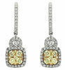ESTATE 1.48CT WHITE & FANCY YELLOW DIAMOND 14KT WHITE GOLD 3D HANGING EARRINGS