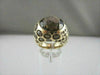 ESTATE WIDE 21.09CT DIAMOND & AAA EXTRA FACET SMOKY TOPAZ 14KT YELLOW GOLD RING