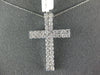 ESTATE LARGE 2.0CT DIAMOND 14KT WHITE GOLD 3D CLASSIC TWO ROW CROSS PENDANT