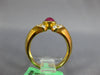 ESTATE .90CT DIAMOND & AAA RUBY 18KT YELLOW GOLD 3D FLOWER LEAF FUN RING