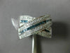ESTATE LARGE .60CT WHITE & BLUE DIAMOND 14K WHITE GOLD CRISS CROSS LOVE FUN RING