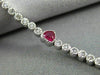 ESTATE 1.91CT DIAMOND & AAA RUBY 18KT WHITE GOLD FILIGREE HEART TENNIS BRACELET