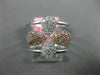 LARGE .40CT WHITE & PINK DIAMOND 18K WHITE & ROSE GOLD FLOWER MULTI ROW FUN RING
