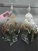 ESTATE LARGE .60CT DIAMOND 14K WHITE GOLD 3D PAVE OPEN FILIGREE HANGING EARRINGS