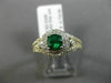 ESTATE WIDE 2.4CT DIAMOND & AAA COLOMBIAN EMERALD 14K WHITE GOLD ENGAGEMENT RING