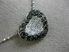 ESTATE 1.22CT WHITE & BLACK DIAMOND 14K WHITE GOLD LOVE HEART PENDANT CHAIN #586