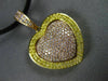 LARGE .80CT WHITE & FANCY YELLOW DIAMOND 18K WHITE & ROSE GOLD 3D HEART PENDANT