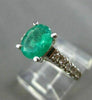ESTATE 1.50CT DIAMOND & AAA EMERALD 14KT WHITE GOLD OVAL ENGAGEMENT RING #12490