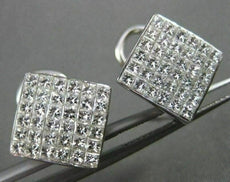 ESTATE LARGE 1.50CT PRINCESS CUT DIAMOND 14KT WHITE GOLD CLIP ON EARRINGS #14984