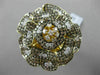 ESTATE MASSIVE 3.66CTW FANCY MULTI COLOR DIAMOND 18KT YELLOW GOLD 3D FLOWER RING