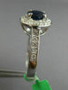 ESTATE 1.31CT DIAMOND & AAA SAPPHIRE 18KT WHITE GOLD 3D HALO ENGAGEMENT RING
