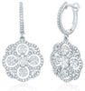 LARGE 1.48CT DIAMOND 14KT WHITE GOLD MULTI FLOWER 4 LEAF CLOVER HANGING EARRINGS
