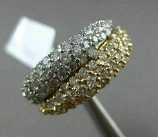 ESTATE WIDE 2CT DIAMOND 14K WHITE & YELLOW GOLD MULTI ROW PAVE DOUBLE LOVE RING