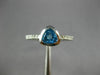 ESTATE .65CT DIAMOND & AAA TRILLION CUT BLUE TOPAZ 14K WHITE GOLD BEZEL FUN RING