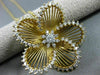 ESTATE LARGE 1.40CT DIAMOND 18KT WHITE & YELLOW GOLD 3D FLOWER FLOATING PENDANT