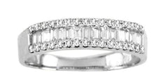 .40CT DIAMOND 14KT WHITE GOLD ROUND & BAGUETTE 3D SEMI ETERNITY ANNIVERSARY RING