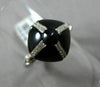 ESTATE WIDE .42CT ROUND DIAMOND & ONYX 14KT WHITE GOLD 3D SQUARE DOME SHAPE RING