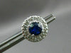 ESTATE LARGE 2.80CT DIAMOND & AAA SAPPHIRE 14KT WHITE GOLD ROUND HALO EARRINGS
