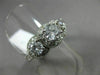 ESTATE 2.0CT DIAMOND 14KT WHITE GOLD 3D 3 STONE FILIGREE HALO ENGAGEMENT RING