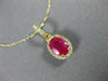 ESTATE 1.02CT DIAMOND & AAA OVAL RUBY 14KT YELLOW GOLD 3D HALO FLOATING PENDANT
