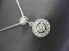 ESTATE .19CT DIAMOND 14KT WHITE GOLD FLOATING DOUBLE HALO CIRCLE PENDANT & CHAIN