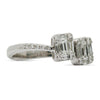 ESTATE .56CT ROUND & BAGUETTE DIAMOND 18K WHITE GOLD 2 STONE CRISS CROSS RING