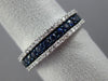 ESTATE .86CT DIAMOND & SAPPHIRE 14KT WHITE GOLD 3 ROW WEDDING ANNIVERSARY RING