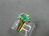 ESTATE .60CT DIAMOND & EMERALD 14K WHITE & YELLOW GOLD FLOWER COCKTAIL RING #804