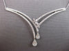1.69CT DIAMOND 14K WHITE GOLD ROUND & BAGUETTE DOUBLE V SHAPE TEAR DROP NECKLACE