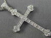 ESTATE .15CT DIAMOND 14KT WHITE GOLD 3D FILIGREE MILGRAIN CROSS PENDANT W/ CHAIN