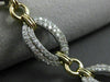 ESTATE WIDE & LONG 3CT DIAMOND 14K WHITE & YELLOW GOLD OVAL LINK TENNIS BRACELET