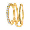 .70CT WHITE & FANCY YELLOW DIAMOND 14KT YELLOW GOLD 3D 3 ROW STACKABLE LINK RING