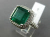 LARGE 6.86CT DIAMOND & AAA EMERALD 14K WHITE GOLD 3D SQUARE HALO ENGAGEMENT RING