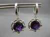 ESTATE LARGE 7.20CTW DIAMOND & AMETHYST 14KT WHITE GOLD ETOLIE HANGING EARRINGS