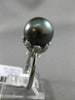 ESTATE LARGE .38CT DIAMOND 18KT WHITE GOLD TAHITIAN PEARL FLOWER SOLITARE RING