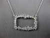 LARGE 1.61CT DIAMOND 14K WHITE GOLD OPEN RECTANGULAR CLUSTER ADJUSTABLE NECKLACE