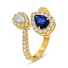 LARGE 1.29CT DIAMOND & AAA SAPPHIRE 14K YELLOW GOLD PEAR SHAPE & ROUND HALO RING
