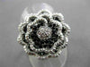 ESTATE MASSIVE .72CTW BLACK & WHITE DIAMOND 18KT WHITE GOLD 3D FLOWER RING
