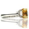 ESTATE LARGE 1.87CT WHITE & FANCY YELLOW DIAMOND 18K 2 TONE GOLD ENGAGEMENT RING