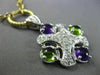 ESTATE LARGE 3.50CT DIAMOND & GREEN PURPLE AMETHYST 14K GOLD PAVE ITALY NECKLACE
