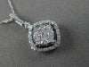 ESTATE .30CT DIAMOND 14KT WHITE GOLD 3D CLASSIC SQUARE CLUSTER FLOATING PENDANT