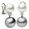 ESTATE LARGE .62CT DIAMOND TAHITIAN & SOUTH SEA PEARL 18K WHITE GOLD 3D EARRINGS