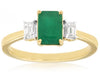 1.28CT DIAMOND & AAA EMERALD 14K 2 TONE GOLD 3 STONE EMERALD CUT ENGAGEMENT RING