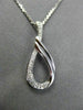 ESTATE .03CT DIAMOND 14KT WHITE GOLD 3D LOVE KNOT SEMI INFINITY FLOATING PENDANT
